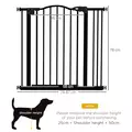 PawHut Metal 74-87cm Adjustable Pet Gate Safety Barrier w/ Auto-Close Door Black - 3