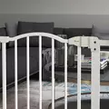 PawHut Metal 74-87cm Adjustable Pet Gate Safety Barrier w/ Auto-Close Door White - 8