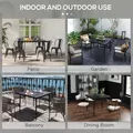 Outsunny Square Garden Table, Outdoor Dining Table for 4 with Marble Effect Tempered Glass Top and Steel Frame for Patio, Black - 6