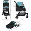 PawHut Foldable Pet Stroller w/ Rain Cover, for XS Dogs, S Dogs - Dark Green - 3
