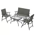 Outsunny Four-Piece Metal Garden Sofa Set - Mixed Brown - 1