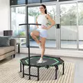 HOMCOM 48" Octagonal Mini Fitness Rebounder Trampoline Indoor Outdoor Foldable Mini Jumper with Adjustable Handle, Green - 2