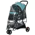 PawHut Foldable Pet Stroller w/ Rain Cover, for XS Dogs, S Dogs - Dark Green - 1