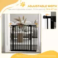 PawHut Metal 74-87cm Adjustable Pet Gate Safety Barrier w/ Auto-Close Door Black - 7