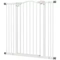 PawHut Pressure Fit Dog Stair Gate No Drilling Safety Gate Auto Close for Doorways, Hallways, 74-100cm Adjustable, 94cm Tall, White - 1