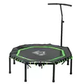 HOMCOM 48" Octagonal Mini Fitness Rebounder Trampoline Indoor Outdoor Foldable Mini Jumper with Adjustable Handle, Green - 1