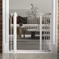 PawHut Metal 74-87cm Adjustable Pet Gate Safety Barrier w/ Auto-Close Door White - 9