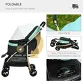PawHut Pet Stroller for Small and Miniature Dogs, with Rain Cover - Green - 5