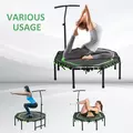 HOMCOM 48" Octagonal Mini Fitness Rebounder Trampoline Indoor Outdoor Foldable Mini Jumper with Adjustable Handle, Green - 6