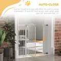 PawHut Metal 74-94cm Adjustable Pet Gate Safety Barrier w/ Auto-Close Door White - 5
