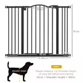 PawHut Metal 74-100cm Adjustable Pet Gate Safety Barrier w/ Auto-Close Door Black - 3