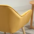 HOMCOM Armchair Accent Chair, Vanity Chair with Wide Arms, Slanted Back, Padding, Metal Frame, Wooden Legs, Home Bedroom Furniture Seating, Set of 2, Yellow - 9