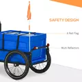 HOMCOM Steel Trailer for Bike, Bicycle Cargo Trailer with 65L Foldable Storage Box and Safe Reflectors, Max Load 40KG, Blue - 6