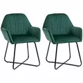 HOMCOM Velvet-Feel Plisse Back Accent Chair - Green - 1
