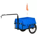HOMCOM Steel Trailer for Bike, Bicycle Cargo Trailer with 65L Foldable Storage Box and Safe Reflectors, Max Load 40KG, Blue - 1