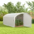Outsunny Polytunnel Greenhouse Walk-in Grow House with UV-resistant PE Cover, Door, Galvanised Steel Frame, 4 x 3 x 2m, White - 2
