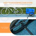 HOMCOM 65L Steel Frame Bike Trailer Storage Box - Blue - 6