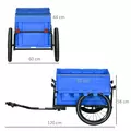 HOMCOM 65L Steel Frame Bike Trailer Storage Box - Blue - 3