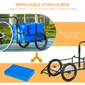 HOMCOM Steel Trailer for Bike, Bicycle Cargo Trailer with 65L Foldable Storage Box and Safe Reflectors, Max Load 40KG, Blue - 4
