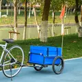 HOMCOM 65L Steel Frame Bike Trailer Storage Box - Blue - 2