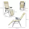 Outsunny Set of Two Sun Loungers, with Five-Position Adjustable Backs - Beige - 3