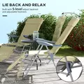Outsunny Set of Two Sun Loungers, with Five-Position Adjustable Backs - Beige - 7
