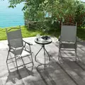 Outsunny Set of Two Folding Garden Chairs, with Fabric Mesh Seats - Dark Grey - 7