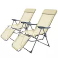 Outsunny Set of Two Sun Loungers, with Five-Position Adjustable Backs - Beige - 1