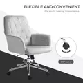 Vinsetto Linen Computer Chair with Armrest, Modern Swivel Chair with Adjustable Height, Light Grey - 7