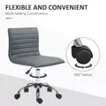 HOMCOM Armless Task Desk Chair, Swivel Office Chair with Faux Leather, Adjustable Seat Height, Chrome Base, Wheels for Home, Dark Grey - 6