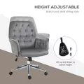 Vinsetto Linen Computer Chair with Armrest, Modern Swivel Chair with Adjustable Height, Dark Grey - 4