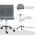 HOMCOM Armless Task Desk Chair, Swivel Office Chair with Faux Leather, Adjustable Seat Height, Chrome Base, Wheels for Home, Dark Grey - 7