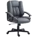 HOMCOM Office Chair, Computer Desk Chair, Mid Back Executive Chair with Adjustable Height and Swivel Rolling Wheels for Home Study, Dark Grey - 1