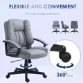 HOMCOM Office Chair, Computer Desk Chair, Mid Back Executive Chair with Adjustable Height and Swivel Rolling Wheels for Home Study, Light Grey - 6