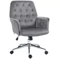 Vinsetto Linen Computer Chair with Armrest, Modern Swivel Chair with Adjustable Height, Dark Grey - 1
