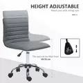 HOMCOM Armless Task Desk Chair, Swivel Office Chair with Faux Leather, Adjustable Seat Height, Chrome Base, Wheels for Home, Dark Grey - 4