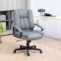 HOMCOM Office Chair, Computer Desk Chair, Mid Back Executive Chair with Adjustable Height and Swivel Rolling Wheels for Home Study, Light Grey - 2