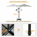 Outsunny 3(m) Convertible Cantilever Parasol and Centre-post Garden Parasol with Cross Base, 360° Rotation Banana Parasol with Crank Handle and 8 Ribs, Hanging Patio Umbrella, Black and White - 5
