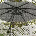 Outsunny 3(m) Convertible Cantilever Parasol and Centre-post Garden Parasol with Cross Base, 360° Rotation Banana Parasol with Crank Handle and 8 Ribs, Hanging Patio Umbrella, Black and White - 9