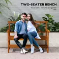 Outsunny Two-Seater Fir Wood Bench, with Bottom Shelf - Natural - 4