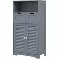 kleankin Three-Part Bathroom Storage Unit, with Shelf, Drawers & Cupboard - Grey - 1
