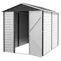 Outsunny 9x 6FT Metal Outdoor Garden Shed, Galvanised Tool Storage Shed w/ Sloped Roof, Lockable Door for Patio Lawn, Dark Grey - 1