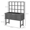 Outsunny 45 x 105cm Wooden Garden Planter, with Trellis - Grey - 3