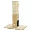 PawHut Jute Cat Scratching Post w/ Carpet Base Hanging Toy - Beige - 1