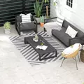 Outsunny Plastic Straw Reversible RV Outdoor Rug with Carry Bag, 182 x 274cm, Grey and Cream - 2