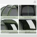 Outsunny Two Room Tunnel Tent Camping Tent for  3-4 Man with Windows, Covers, Carry Bag, for Fishing, Hiking, Sports, Green - 6