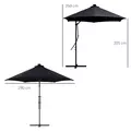 Outsunny 3(m) Solar LED Cantilever Parasol - Black - 3