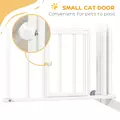 PawHut Pressure Fit Stair Gate, Dog Gate w/ Small Cat Door, Auto Closing System, Double Locking Openings, 74-80cm - White - 8