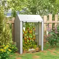 Outsunny Mini Greenhouse with 4 Wire Shelves, Portable Tomato Greenhouse, Upgraded Garden Grow House for Plants with Roll Up Door and Vents, 100 x 80 x 150cm, White - 2