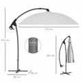 Outsunny 2.7m Cantilever Parasol, with Cross Base - Grey - 3